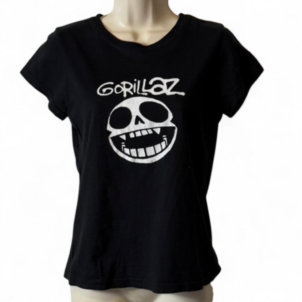 Rare Y2K US Made Black Graphic Gorillaz Tee, Women's Size L